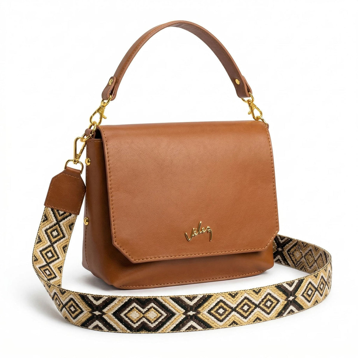 Bolso Carriel Vélez de cuero en color miel